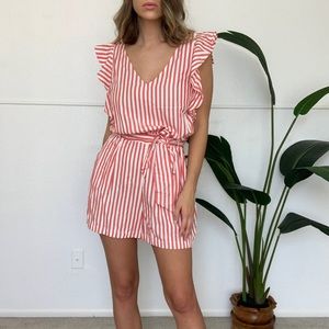 LOFT striped ruffle romper